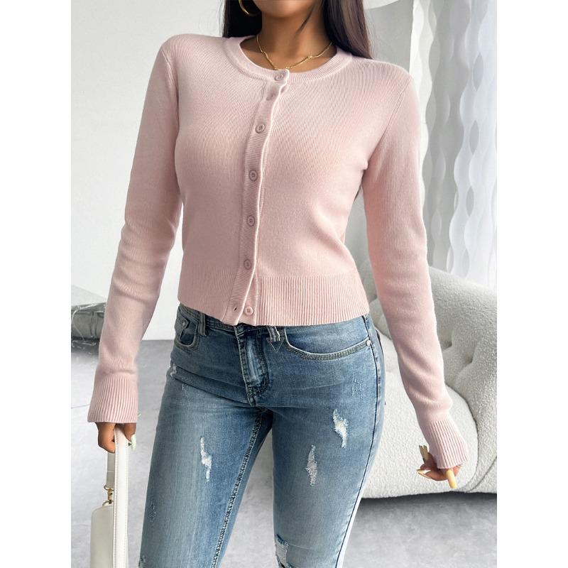 Женский осенне-зимний топ Temperament Slim Cardigan Row of Buttons Long Sleeves Jemper