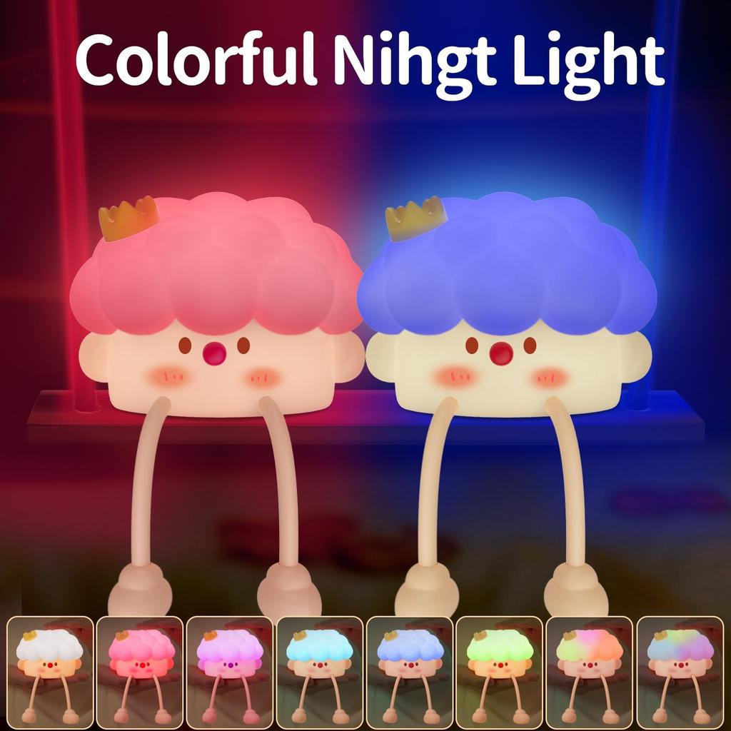 Night Light For Kids Cute Silicone Light Lamp With 7 Colors 3 Dimmable, Night Lamp Nightlight For Room Decor, Portable Cute Lamp For Baby