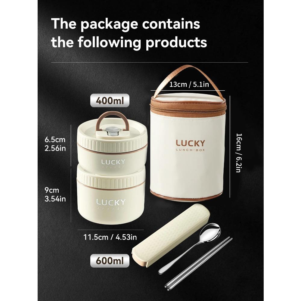 WORTHBUY Portable Lunch Box Set With Insulated Bag 18/8 Stainless Steel Thermal Food Container For Students  Aldults