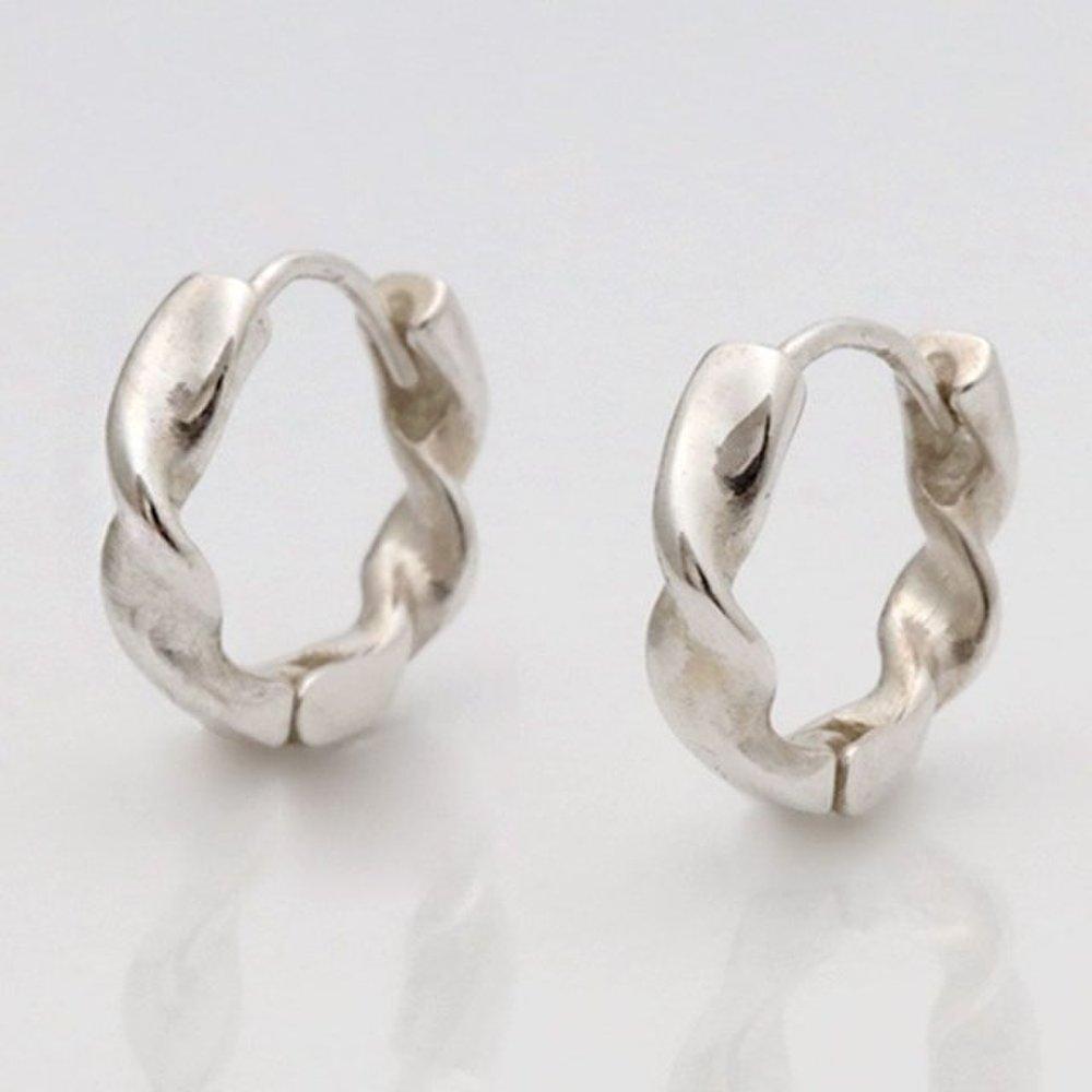 92.5 Silver Twisted Hoop Earrings (Wfg1Vhe)