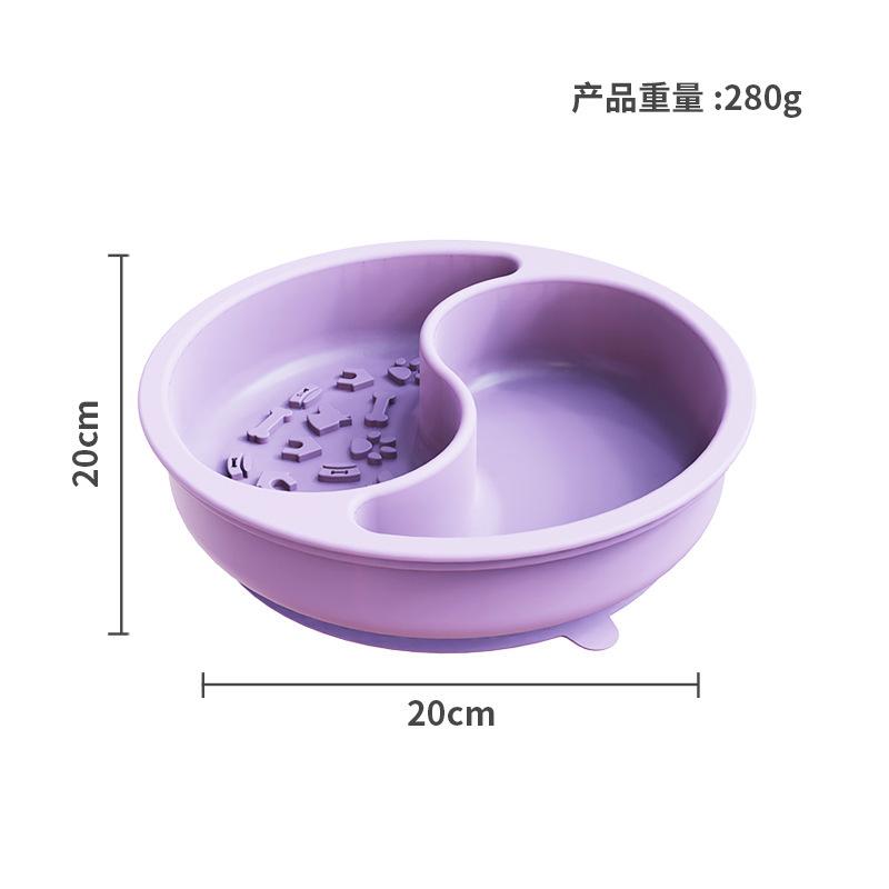 Pet silicone suction cup double bowl dog basin feeding basin dog bowl anti-knock outdoor products dog rice bowl slow food bowl licking bowl