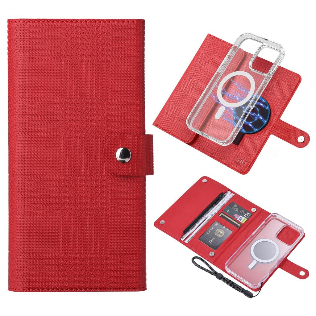 VILI GHB-C Series for iPhone 16 Pro Max Magnetic Case Detachable Leather Clear Phone Cover