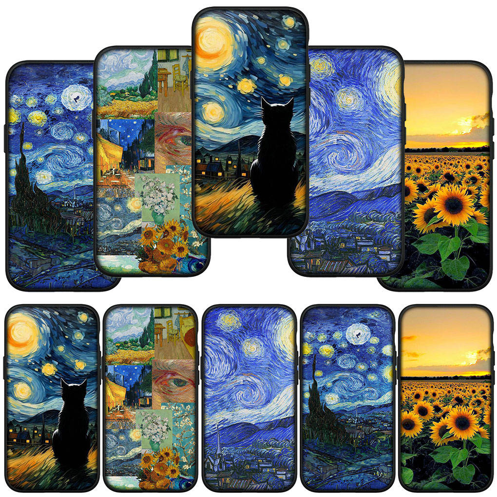 Для iPhone 16 15 Xiaomi Redmi Note 13 12 11 Pro Max X 9 14 Plus XR Samsung Galaxy A15 S24 S23 Huawei OPPO Starry Night Sunflower Van Gogh чехол для телефона