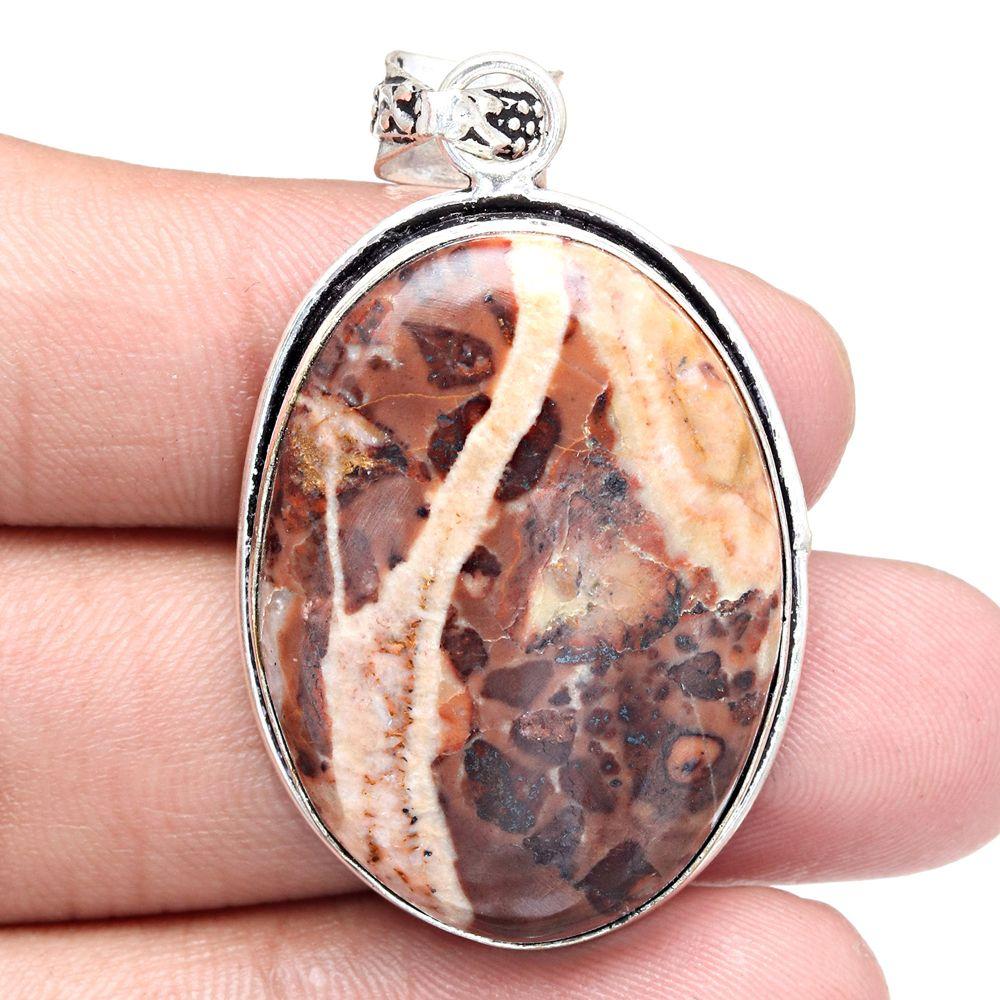 Pendant Designer Jasper Gemstone Handmade Mother Day Silver Jewelry 2"