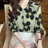 Printed Shirt Women's Plus Size Fashionable Top Stylish Long Sleeved Shirt with Floral Patterns Shirt