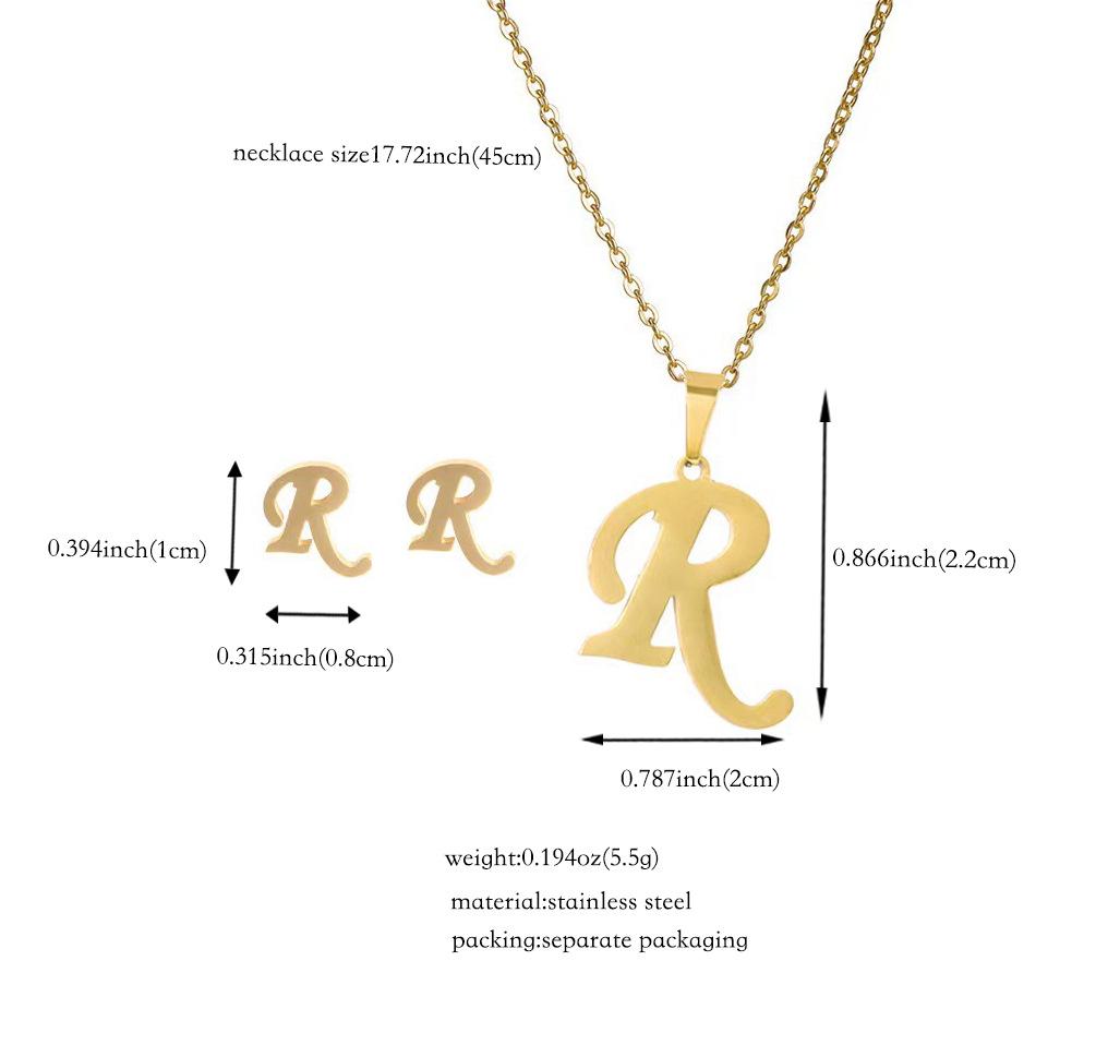 Набор украшений из титановой стали: Невыцветающее ожерелье и серьги с английскими буквами