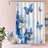 Цветочная шторка для душа Весенняя шторка для ванной в стиле фермерского дома Водонепроницаемая шторка для ванной с цветами, бабочками и листьями с крючками для общежития, дома, душа