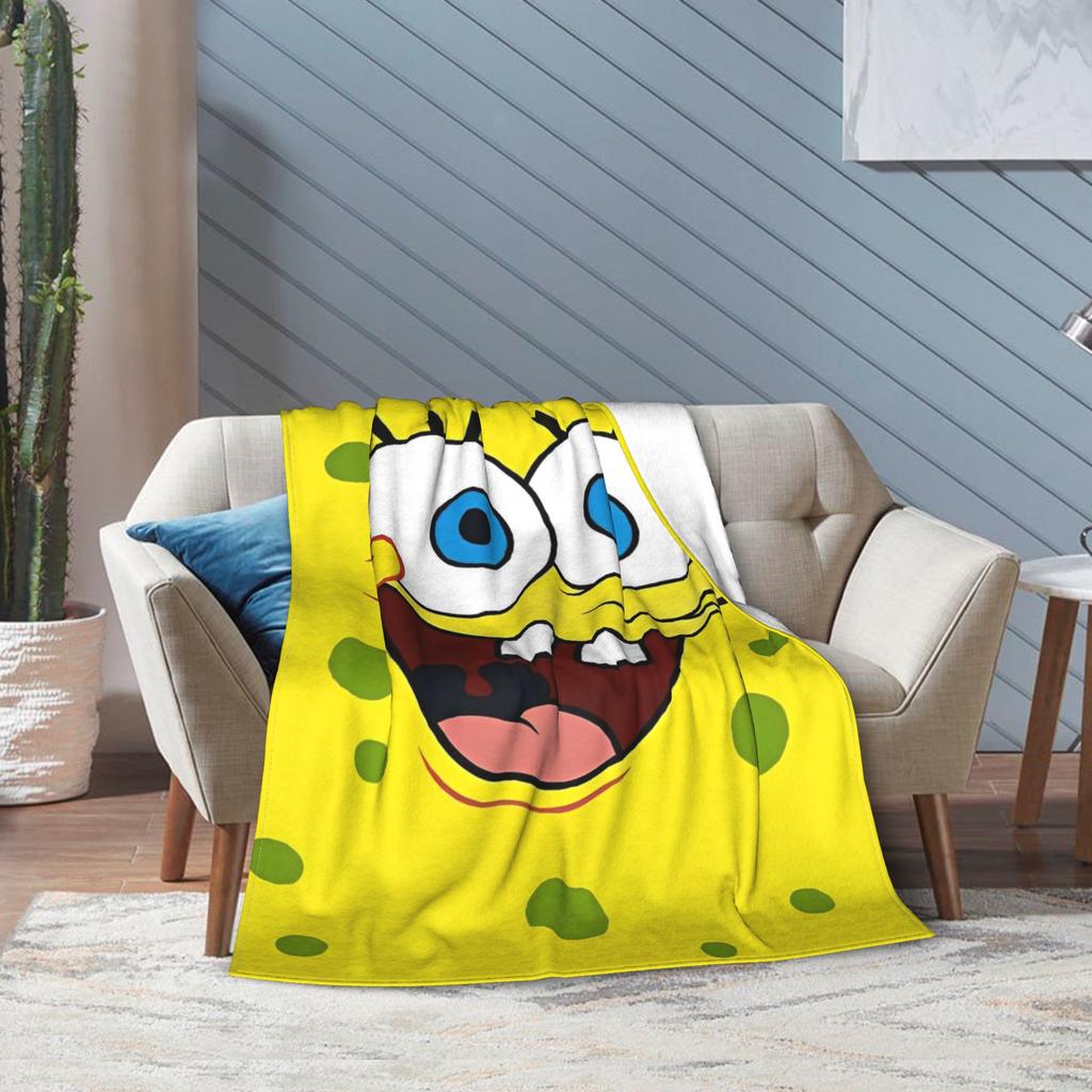 Cute Funny SpongeBob Cartoon Blanket Plush Awesome Soft Throw Blankets for Bedspread Spring Autumn