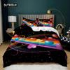 Rainbow Duvet Cover Set King Iridescent Love Heart Sheet Music Twin Bedding Set for Girls Microfiber Trippy Tie Dye Quilt Cover