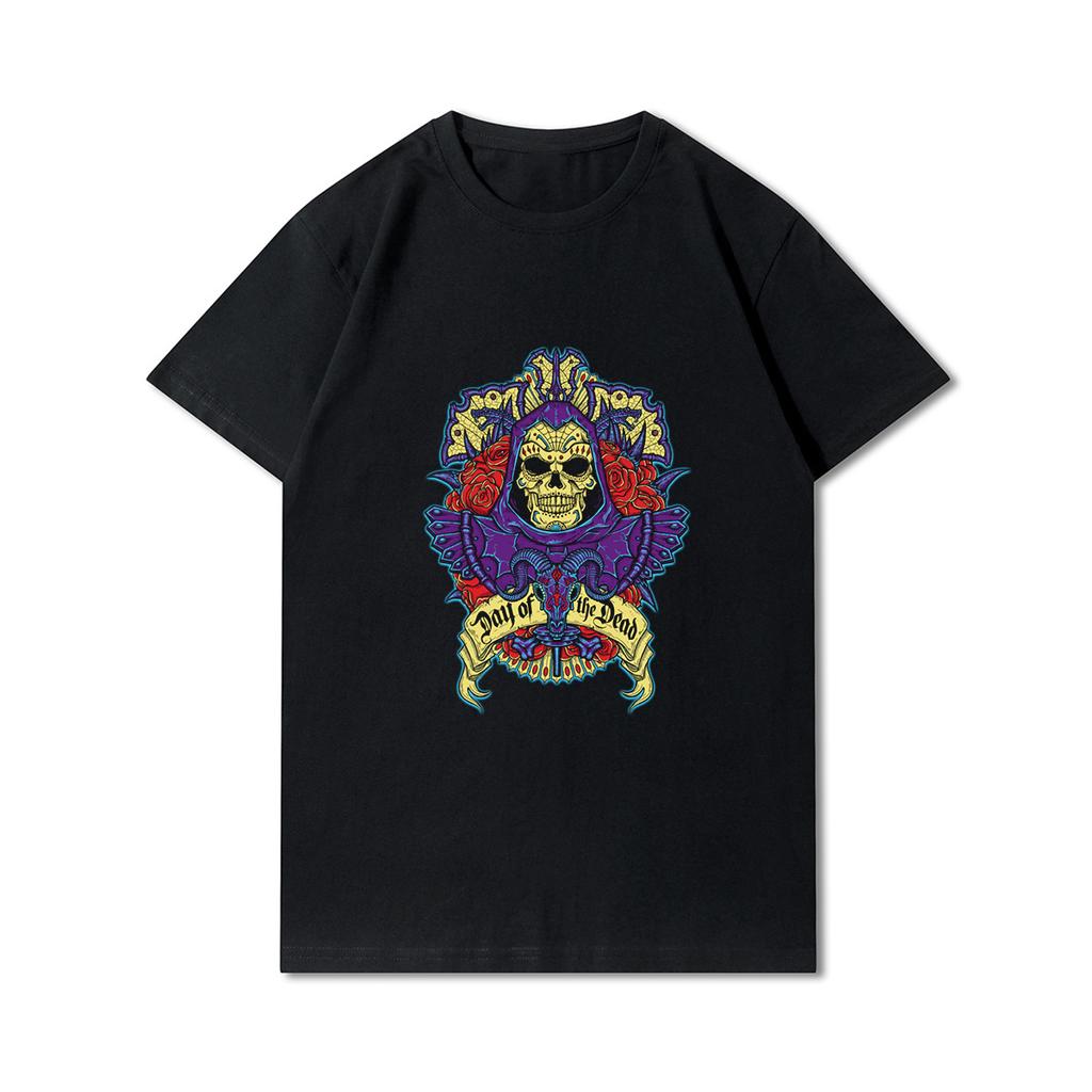 Plus Size 30 Patterns Cotton Harajuku Men T-Shirt Skull Print Tees Round Neck T Shirt Casual Tops