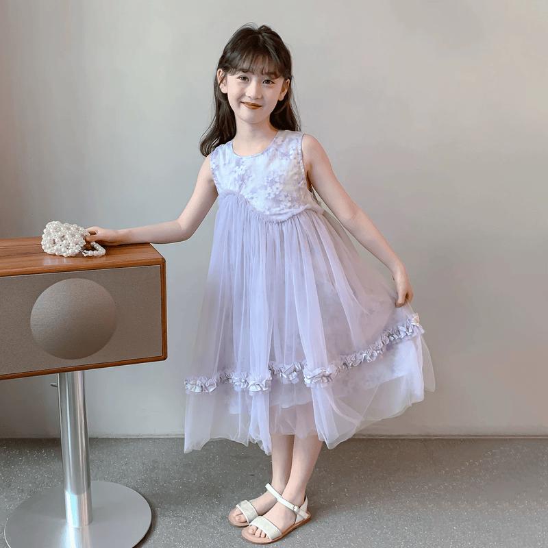 Girls' Summer Floral Lace Princess Dress