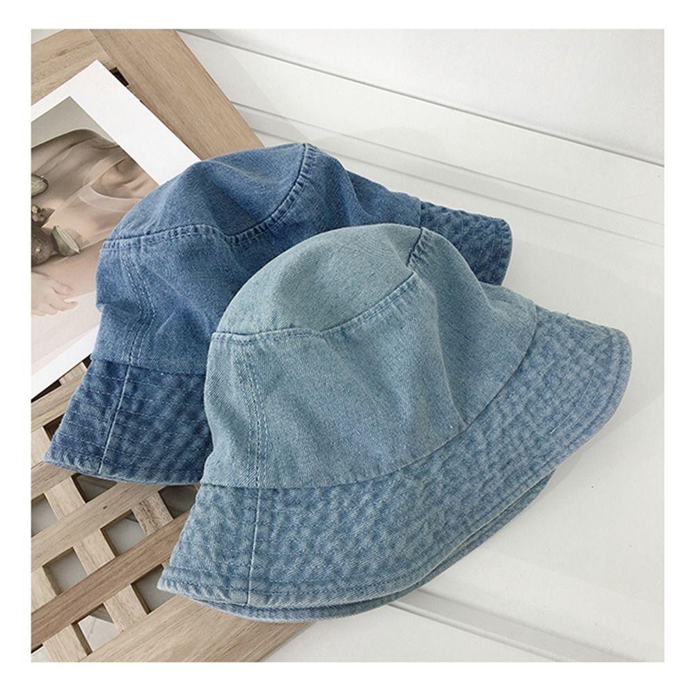 Denim Fabric Beach Cap Women Men Suede Panama Hat Fisherman Hat Sunbonnet Cotton Bucket Hats