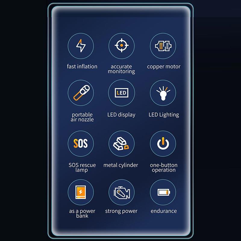 Многофункциональный электрический воздушный насос Портативный автомобильный воздушный компрессор Накачиватель шин