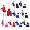 Kids Girls Figure Skating Gymnastics Dance Outfit Long Sleeve Sparkly Rhinestones Leotard for Acrobatics Competition Performance