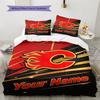 Name Custom Calgary Flames Pattern Bedding Set Quilt Cover Pillowcase Home Decor Gift (1 * duvet cover + 2 * pillowcase, without core)