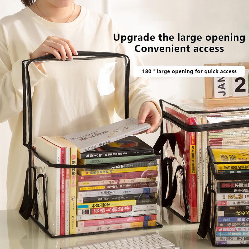 Сумка для хранения книг для школьников, большая вместимость, складной портативный ящик для хранения, прозрачный, пыленепроницаемый, водонепроницаемый, для организации одежды и игрушек