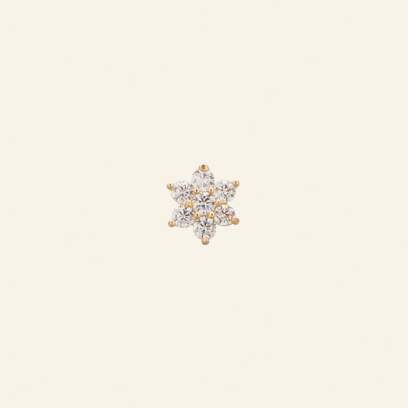 LUNNE 14k Flower 7 Cubic Earrings (14k Gold) A04