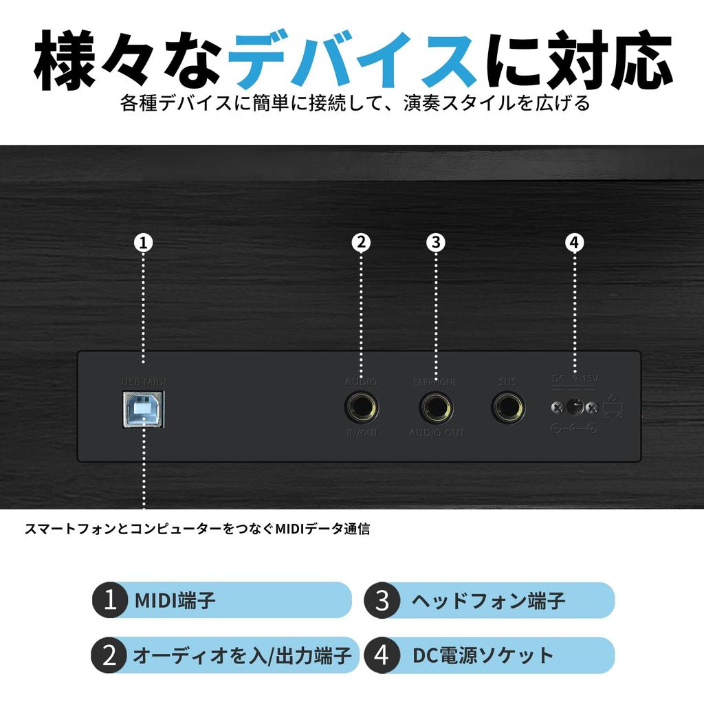 Action Electronic KIMFBAY Электронное пианино 88 клавиш Деревянное электронное пианино 88 клавиш Молотковое пианино Портативное пианино Мобильное пианино 88 клавиш Для детей и начинающих