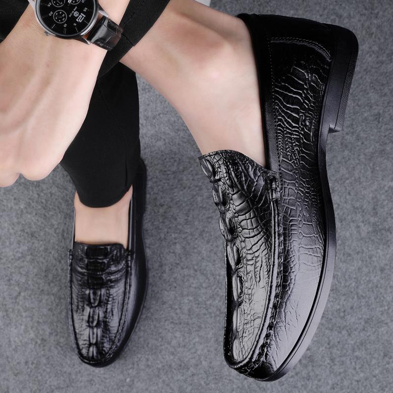 Warm Winter Casual Mens Loafers Genuine Leather Male Shoes Lightweight Men's Boat Shoes Handmade Soft Slip-On Driving Shoes