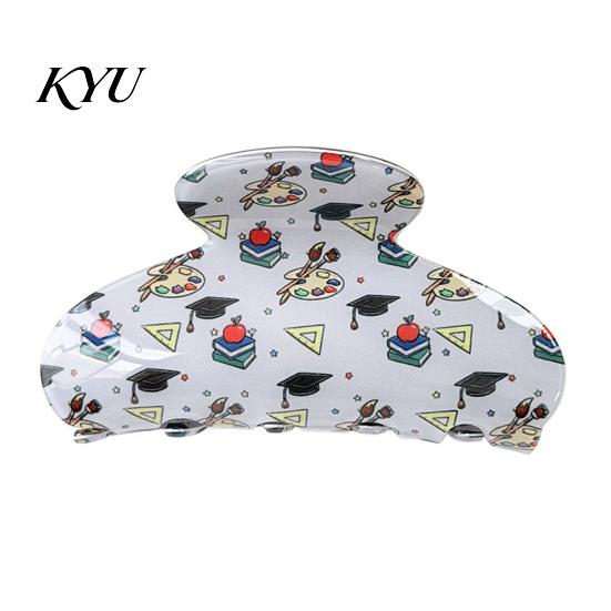 School Themed Hair Accessories Cartoon Claw Clip for Women Girls, Cute Acrylic Gripper Fashionable Styling Tools Thick Hair, Non-slip Back-to-school &