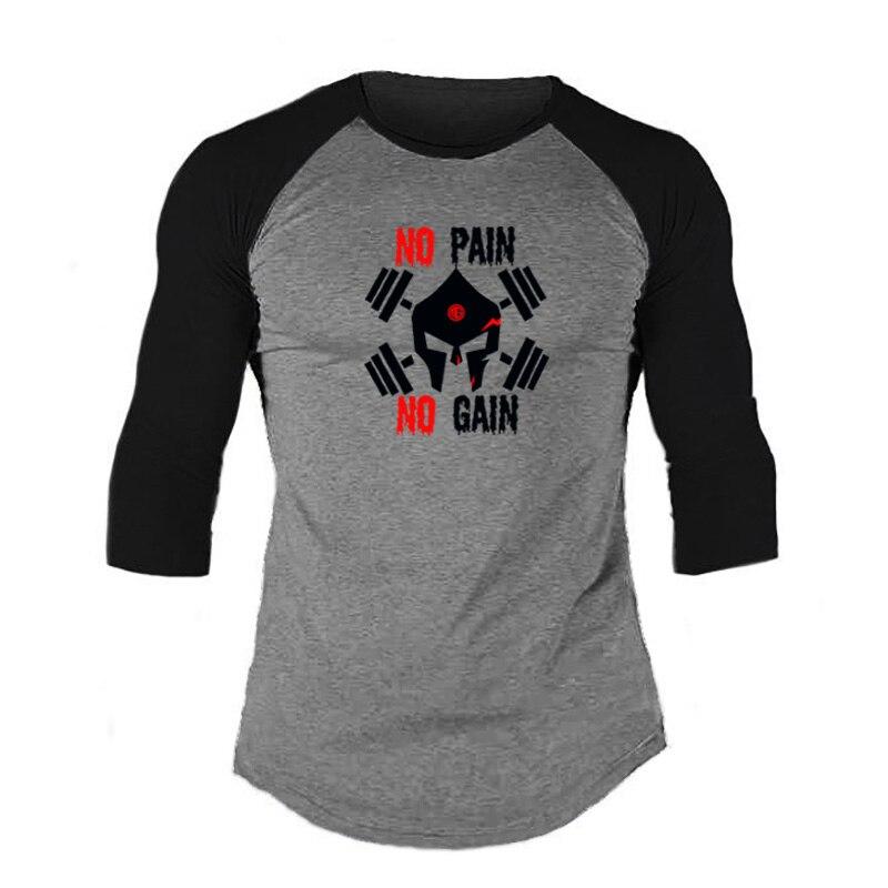 Muscleguys Новая мужская летняя универсальная хлопковая футболка с короткими рукавами и круглым вырезом, рукавом три четверти