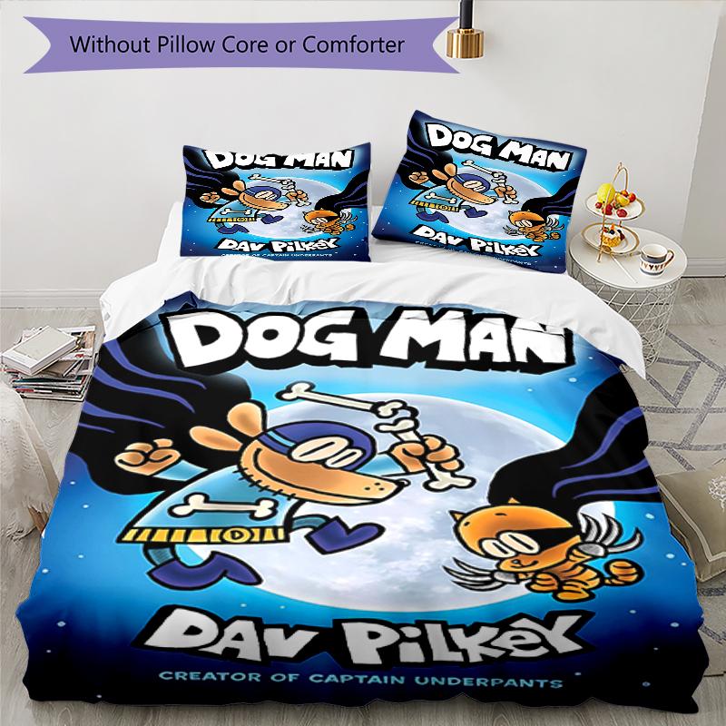 3pcs DogMan1 Design Cover Set - HD Printed Bedding with 1 Cover and 2 Pillowcases - Perfect for Home and Dorm Decor