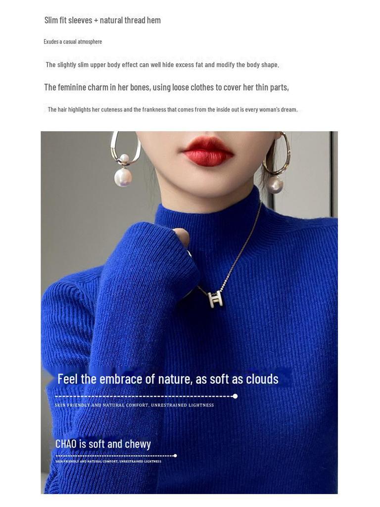 Elegant Slim Fit Ladies' Knitted Pullover Sweater - Autumn/Winter Collection