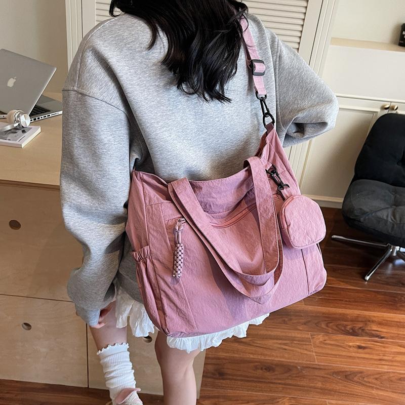 Lazy Wind Large Capacity Canvas Bag Women 2025 New Fashion Student Class Computer Bag Shoulder Portable Tote Bag