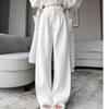 White Pants for Women In Autumn and Winter New Knitted Slim Drapery Plus Velvet Wide-leg Pants Casual Straight Corduroy Suit Pants