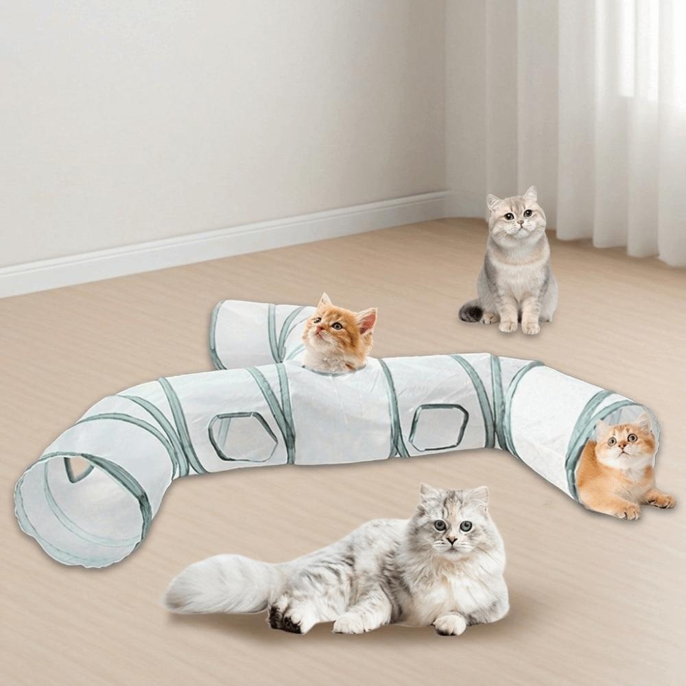 Extended Pet Play Tunnel Three-Way Cat Hiding Cave Funny Cat Hideaway Playtime