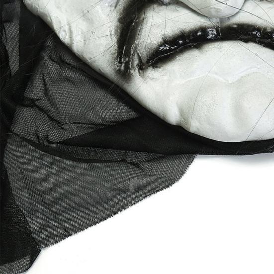 Halloween Scary Zombie with Black Hair Ghost Mask Breathable Haunted House Prop