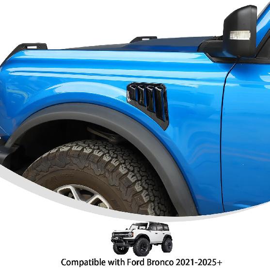 Linskip Fender Vent Trim Kit for 2021-2024 2026 Ford Bronco Standard, Fender Vent Covers for Bronco 2/4 Door Accessories Gloss Black