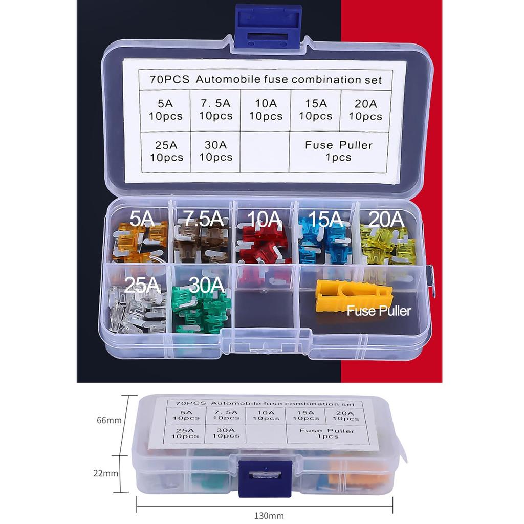 Предохранители Cluoling Low Profile, 70 шт. Автомобильные предохранители, Мини-плоские предохранители, Маленькие предохранители