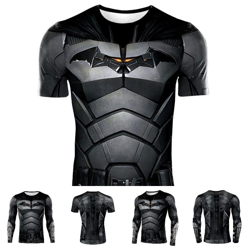 Durable Black Polyester Batman Cosplay Tee For Sports And Fitness