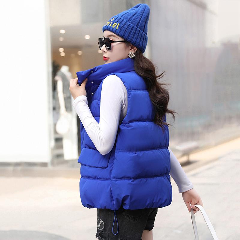 Women Autumn Winter Thicken Outwear Waistcoat Cotton Padded Stand Collar Sleeveless Warm Jacket Coat Vest