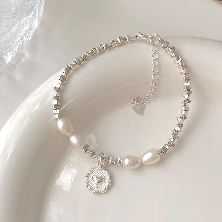 1 Pc Irregular LOVE Heart Pearl Bracelets for Women Couples Simple Vintage PartyJewelry Accessories