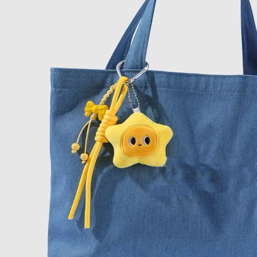 Cartoon Plush Star Keychain Soft Chirping Star Pendant Cute Star Doll Pendant Backpack Decor