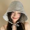 Striped large brim wrap-around fisherman's hat children summer UV protection fashion sunshade versatile thin sunscreen hat