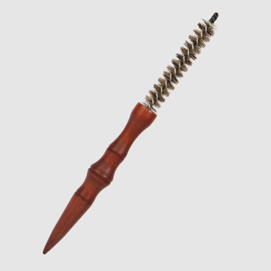 Маленькая круглая щетка из щетины кабана с деревянной ручкой, натуральная щетина для мужчин и женщин, короткие тонкие волосы, завивка, сушка феном, распутывание, укладка