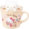 Sanrio Art Hello 3D Mug with 12 X Hello "Latte Kitty" Lid, Approx. 230ml, Approx. 13cm, Characters, Tableware, Kitty, Goods, Miscellaneous, Pink,