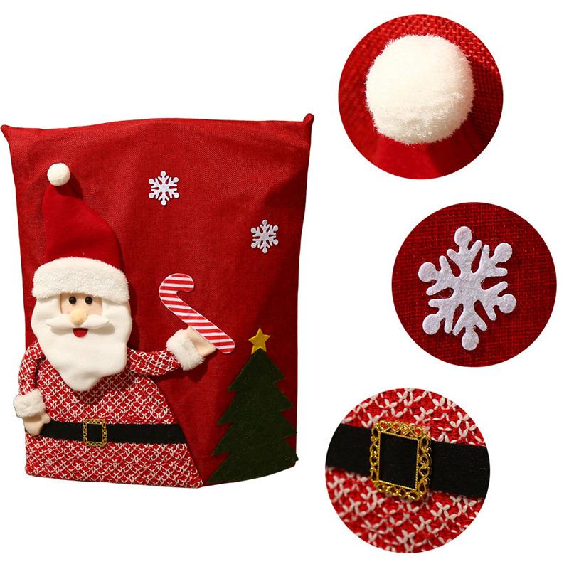 Christmas Chair Cover Dinner Dining Table Santa Claus Snowman Red Cap Ornament Chair Back Covers Christmas Decoration