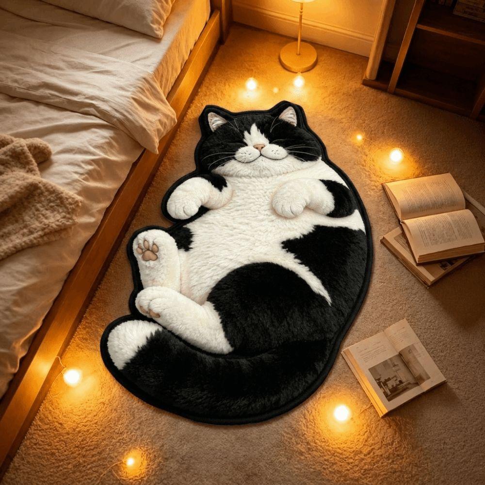 Non-Slip Bedroom Rug Stain Resistant Home Decor Carpet Practical Cat-Shaped Area Rug Nursery Room
