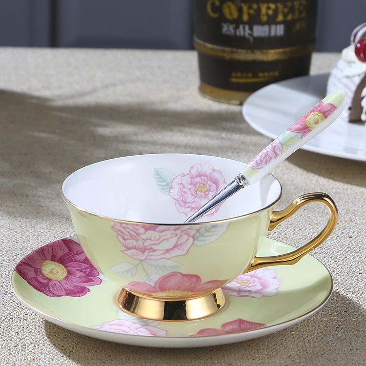 French Retro Gold Painted Ceramic Afternoon Tea Coffee Cup Flower Tea Cup Water Cup Milk Cup Three Pieces