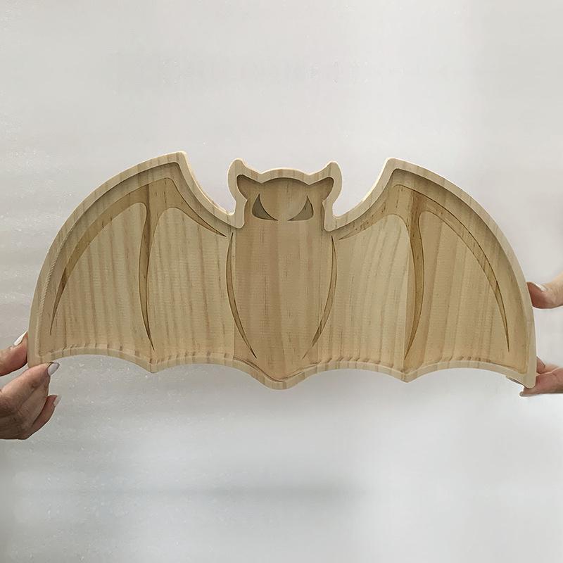 Halloween Wooden Tray: Creative Party Fruit Bowl & Dinner Plate for Festive Decor