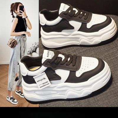 Женские туфли с внутренним подъемом, кожаные маленькие белые туфли, весна-лето, новые универсальные туфли с толстой подошвой, повседневная спортивная обувь