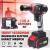 188V Brushless Cordless Electric Wrench Impact Socket Wrench 15000mAh Li-ion Battery Hand Drill Installation Power Tools