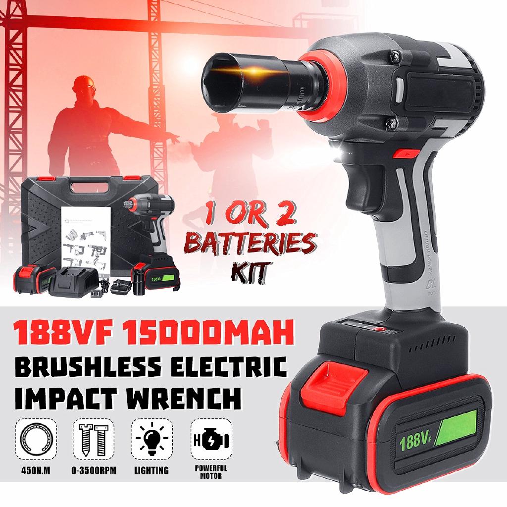 188V Brushless Cordless Electric Wrench Impact Socket Wrench 15000mAh Li-ion Battery Hand Drill Installation Power Tools