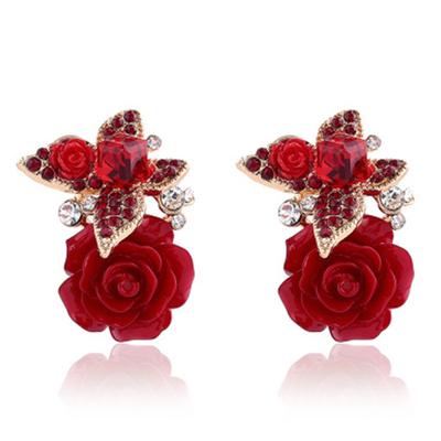 Серьги-гвоздики Milangirl Vintage из смолы в виде цветка розы для женщин, изысканные серьги-гвоздики с бабочками из страз, модный циркон