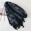 New Stylish Blue and White Wavy Scarf with Tassels for Women, Perfect for Spring and Summer, Travel, Beach, and Casual Wear