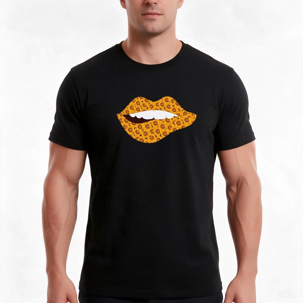 Rosy Bitting Lips Tshirt Summer Casual Cotton Tee Oversized Streetwear Tops Vintage Graphic Print Loose Fit Short Sleeve
